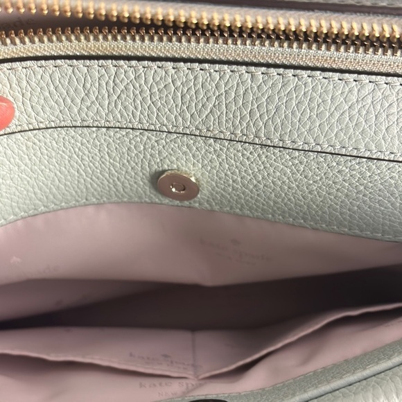 Kate Spade Light Blue‎ Leather Tote w Twilley Large Tote Multiple Compartments - Picture 12 of 13